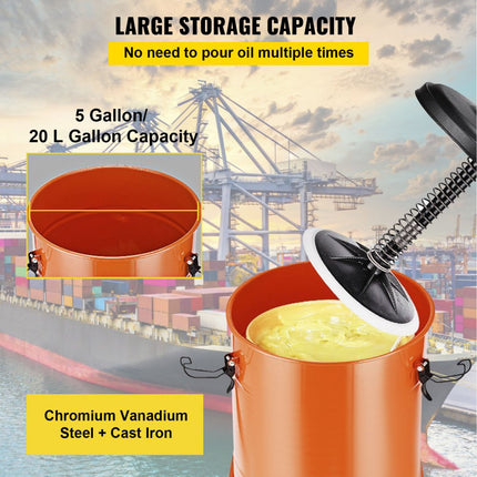 VEVOR 20L draagbare vetpompset, 5 gallon elektrische luchtvetpomp met 20ft hogedruk hydraulische slang