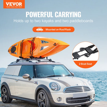 VEVOR Kajak-imperiaal, 1 paar J-Bar, zacht imperiaal, topmontage, drager voor kajak, surfplank, kano, SUP, skiboard, montage op auto, SUV, vrachtwagen, 2 kajaks