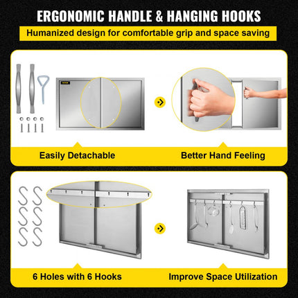 VEVOR Rvs 88 x 48 cm Bbq dubbele deur met voering