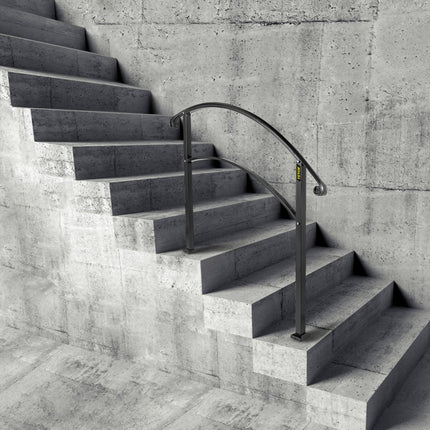 VEVOR Balustrade Trap Smeedijzeren Leuning 2-3 Treden Trap Leuning 47,5 cm Leuning Rail Afstand Tussen Palen 63,5 cm Outdoor Indoor Trapleuning