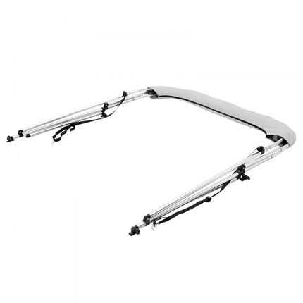 VEVOR 3-boogs bimini-top bootafdekking, 155-167 cm installatiebreedte 600D polyester luifel, bootluifel met verwijderbare mesh zijpanelen, waterdicht en zonwering, inclusief opbergdoos lichtgrijs