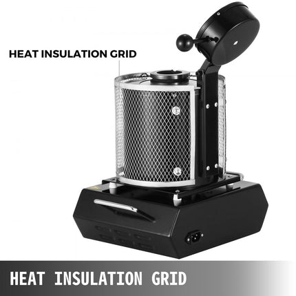 VEVOR 3KG elektrische smeltoven Goudsmeltoven 1150℃ met zwarte tong