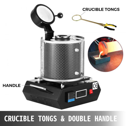VEVOR 3KG elektrische smeltoven Goudsmeltoven 1150℃ met zwarte tong