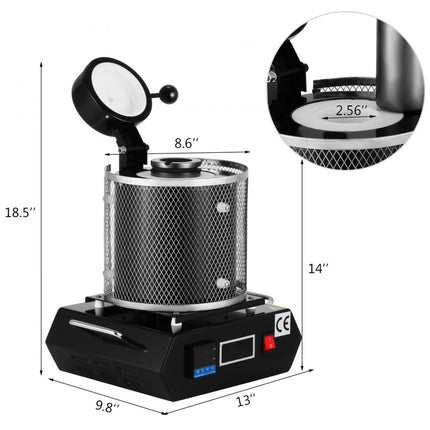 VEVOR 3KG elektrische smeltoven Goudsmeltoven 1150℃ met zwarte tong