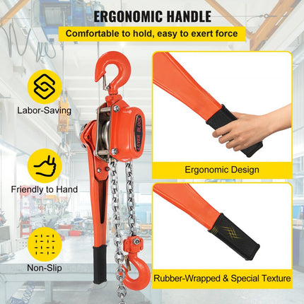 VEVOR Rateltakel Ketting Takel Lever Block / Ratchet Puller Hoist Load Brake,come Along 3ton Lever Hoist Puller Load Brake Hand Ratcheting 2 Hooks,3t