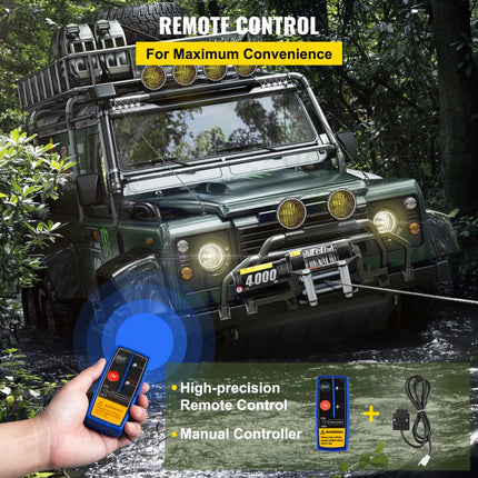 VEVOR Elektrische Lier 1814kg(4000 lbs) Winch Kabel Lier Elektrische Takel Lier Offroad Lier Uitgerust met 1,3kW Waterdichte Permanentmagneetmotor