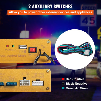 VEVOR 2 autowaarschuwingsalarmluidsprekers 400 W 12 V, autosirene alarmhoorns 8 tonen universeel politie, brandsirene, claxon, luidspreker, waarschuwingshoorn van kunststof, alarmluidspreker met handmicrofoon