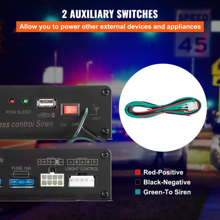 400W 8 Tones Auto Luidspreker Alarm Gastheer Megafoon Sirene Luid MIC Systeem 12V DC Afstandsbediening