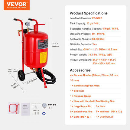 40L Sandblaster Sandblasting Blaster Bead Garage Grit FACTORY DIRECT GOOD