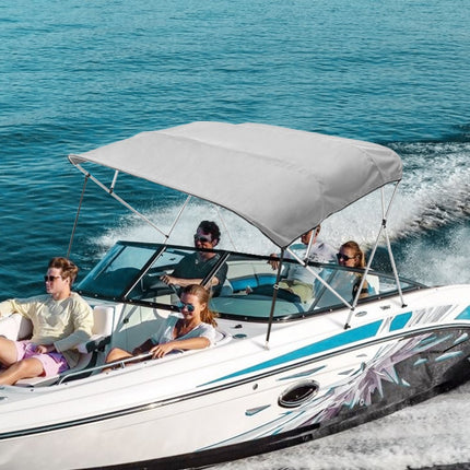 VEVOR 4 boog Bimini-top afdekzeil, 2310-2440 mm installatiebreedte 900D polyester luifel met frame van aluminiumlegering, waterdicht en zonwering, inclusief opbergdoos, 2 steunpalen grijs