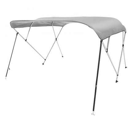 VEVOR 4 boog Bimini-top afdekzeil, 2310-2440 mm installatiebreedte 900D polyester luifel met frame van aluminiumlegering, waterdicht en zonwering, inclusief opbergdoos, 2 steunpalen grijs