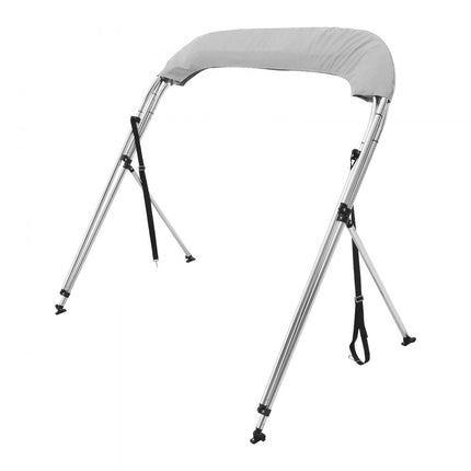 VEVOR 4 boog Bimini-top afdekzeil, 2310-2440 mm installatiebreedte 900D polyester luifel met frame van aluminiumlegering, waterdicht en zonwering, inclusief opbergdoos, 2 steunpalen grijs