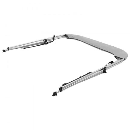 VEVOR 4 boog Bimini-top afdekzeil, 2310-2440 mm installatiebreedte 900D polyester luifel met frame van aluminiumlegering, waterdicht en zonwering, inclusief opbergdoos, 2 steunpalen grijs