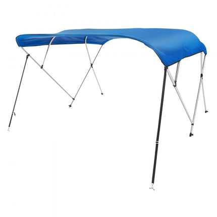 VEVOR 4 boog Bimini-top afdekzeil, 2310-2440 mm installatiebreedte 900D polyester luifel met frame van aluminiumlegering, waterdicht en zonwering, inclusief opbergdoos, 2 steunpalen blauw