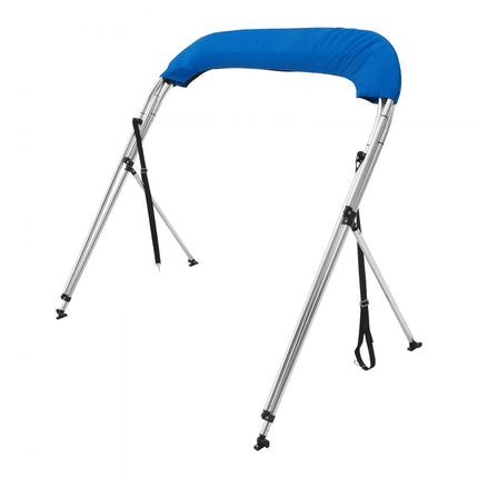 VEVOR 4 boog Bimini-top afdekzeil, 2310-2440 mm installatiebreedte 900D polyester luifel met frame van aluminiumlegering, waterdicht en zonwering, inclusief opbergdoos, 2 steunpalen blauw