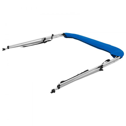 VEVOR 4 boog Bimini-top afdekzeil, 2310-2440 mm installatiebreedte 900D polyester luifel met frame van aluminiumlegering, waterdicht en zonwering, inclusief opbergdoos, 2 steunpalen blauw