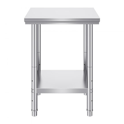 Vevor Rvs Tafel Roestvrij Staal Commerciële Keukentafel Voedselbereidingstafel 23,6x23,6in