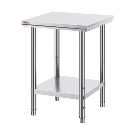 Vevor Rvs Tafel Roestvrij Staal Commerciële Keukentafel Voedselbereidingstafel 23,6x23,6in