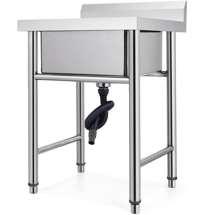 VEVOR Commerciële Gootsteen 92,71x60,96x59,69 cm Commerciële Spoelbak 1 mm Dikte Vrijstaande Gootsteen Gemaakt van Niet-magnetisch Roestvrij Staal met Spatwaterdicht Schot Gebruik in Keuken Bar enz