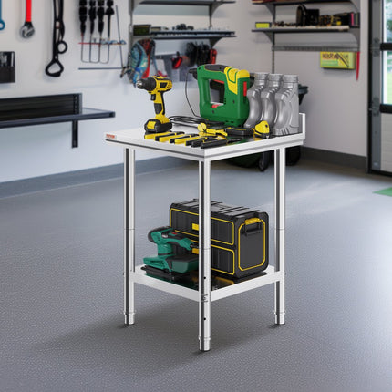 VEVOR 24x24 Rvs Werktafel Keukentafel Keuken Werkvoorbereidingstafel met Backsplash Food House Roestvrij Staal