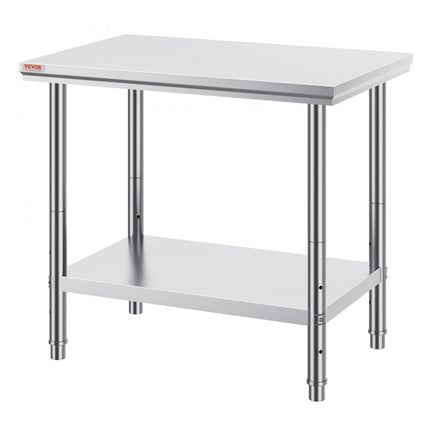 VEVOR Rvs Tafel Keukentafel 24x36 roestvrijstalen keukenwerkvoorbereidingstafel Commerciële Nsf verstelbare poten