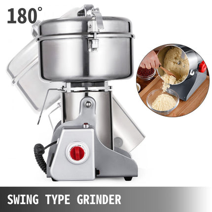 VEVOR Grinder Molen 1800 W Swing Type Graanmolen Machine 750 G Elektrische Graanmolen van 304 Roestvrij Staal met een 26000 t/min
