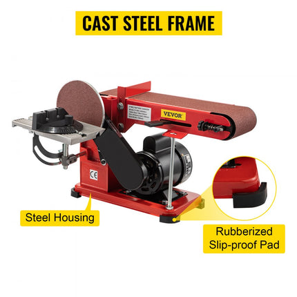 VEVOR 375W Bankband en Schijfschuurmachine Slijpmachine 1420rpm Metaalbewerking Tafelblad Hoogwaardig