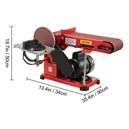 VEVOR 375W Bankband en Schijfschuurmachine Slijpmachine 1420rpm Metaalbewerking Tafelblad Hoogwaardig
