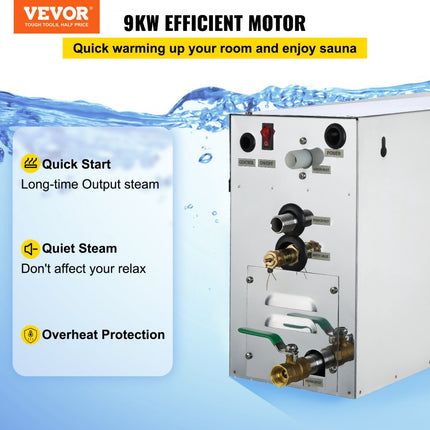 9kw Steam Generator Shower Auto Controller Sauna Bath Home Spa 220v Professional