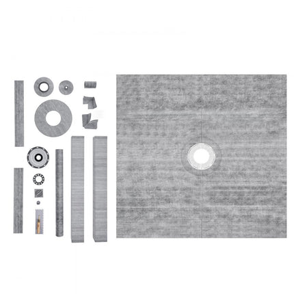 VEVOR douchebevestigingsset, 1828 x 1828 x 32 mm douchebakset met ABS middenflens, waterdichte douchebevestiging, membraan en staaf, douchebak kantelstangen, geschikt voor badkamer