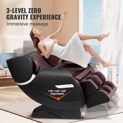 VEVOR-massagestoel - Zero-gravitatiestoel voor het hele lichaam met meerdere automatische modi, 3D Shiatsu, verwarming, Bluetooth-luidspreker, airbag, voetrol en touchscreen