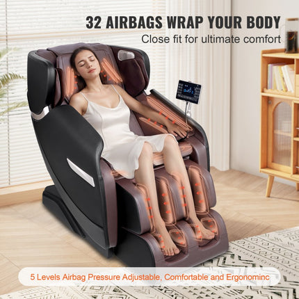 VEVOR-massagestoel - Zero-gravitatiestoel voor het hele lichaam met meerdere automatische modi, 3D Shiatsu, verwarming, Bluetooth-luidspreker, airbag, voetrol en touchscreen