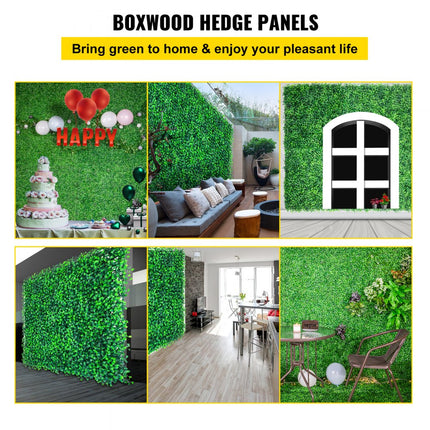 VEVOR Kunstmatige Haag 12 Stuks Buxus Achtergrond 50,8 x 50,8 cm Kunstmatige Buxus Paneel Gemaakt van 100% Milieuvriendelijk Polyethyleen met Stevige Paneelbasis voor Balkon Hotels en andere Feesten