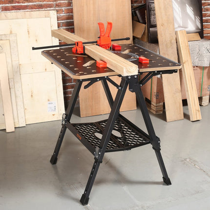 VEVOR werk- en opspantafel 454kg draagvermogen 70x65cm Groot werkblad Opklapbaar 60-92cm In hoogte verstelbaar Werkbank MDF tafelblad Q195 stalen frame Werktafel voor zagen slijpen schoonmaken