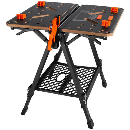 VEVOR werk- en opspantafel 454kg draagvermogen 70x65cm Groot werkblad Opklapbaar 60-92cm In hoogte verstelbaar Werkbank MDF tafelblad Q195 stalen frame Werktafel voor zagen slijpen schoonmaken