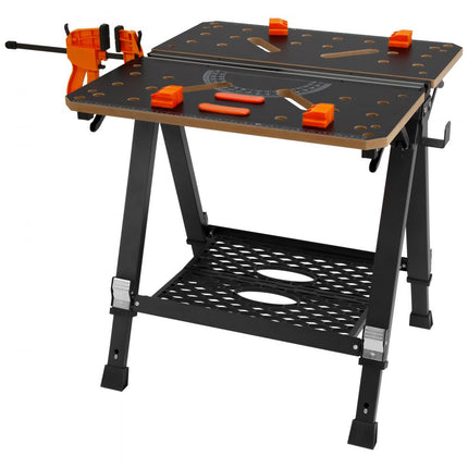 VEVOR werk- en opspantafel 454kg draagvermogen 70x65cm Groot werkblad Opklapbaar 60-92cm In hoogte verstelbaar Werkbank MDF tafelblad Q195 stalen frame Werktafel voor zagen slijpen schoonmaken