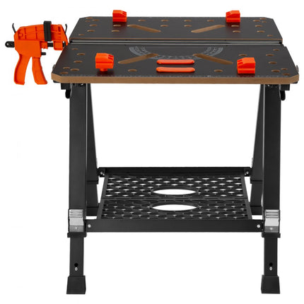 VEVOR werk- en opspantafel 454kg draagvermogen 70x65cm Groot werkblad Opklapbaar 60-92cm In hoogte verstelbaar Werkbank MDF tafelblad Q195 stalen frame Werktafel voor zagen slijpen schoonmaken