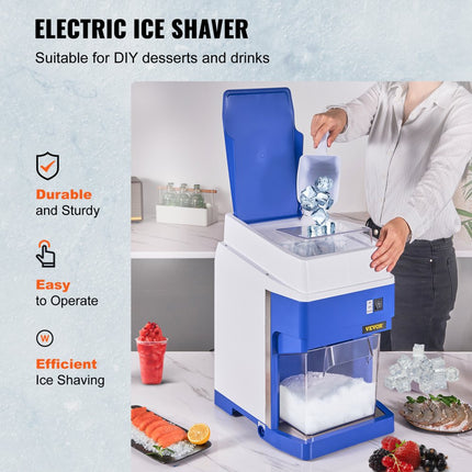 VEVOR Ijsbrekers Ice Crusher Ice Shaver Machine 120kg/h Abs Ice Crusher 650W 290x390x440mm Energiebesparende fabrikant met plastic omhulsel en 4