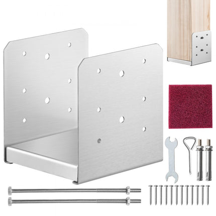 VEVOR schroefmof 149 x 143 x 160 mm U-stijlsteun van roestvrij staal met spuitcoating Paalschoen met 23 mm dikke afdekplaat Paal ideaal voor pergola-verandabalustrades