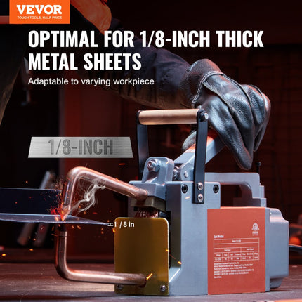 VEVOR draagbare puntlasmachine, 1/8" dikke puntlasmachine met 1,5 kVA invoercapaciteit, lastippistool, puntlasmachine voor metalen platen voor koolstofstaal, roestvrij staal, aluminiumplaat