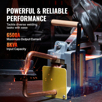 VEVOR draagbare puntlasmachine, 1/8" dikke puntlasmachine met 1,5 kVA invoercapaciteit, lastippistool, puntlasmachine voor metalen platen voor koolstofstaal, roestvrij staal, aluminiumplaat