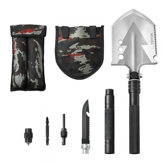VEVOR Survival Shovel 8 in 1 Campingschop Opvouwbaar Draagbaar Multifunctioneel