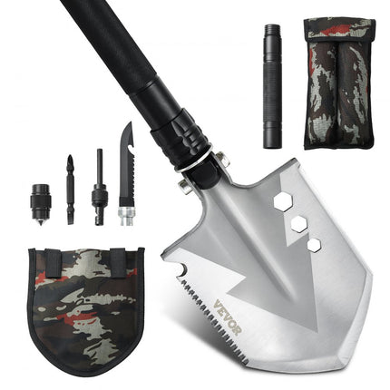 VEVOR Survival Shovel 8 in 1 Campingschop Opvouwbaar Draagbaar Multifunctioneel