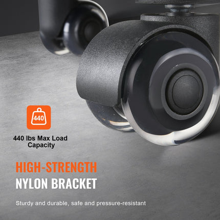 VEVOR bureaustoelwielen (set van 5) φ50,8MM vervangende harde vloerwielen gemaakt van polyurethaan bureaustoelwielen 200kg draagvermogen draaistoelwielen ideaal voor bureaustoelen gamestoelen draaistoelen