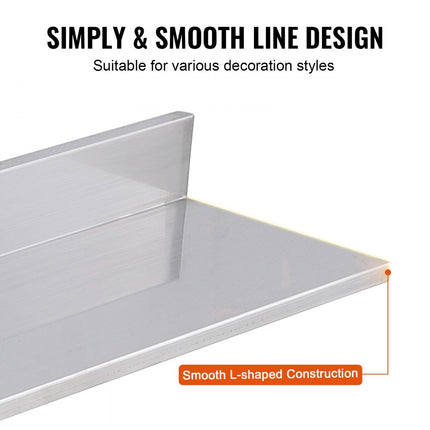 VEVOR kruidenrek, wandplank, 2 delen, hangend keukenrek, 762 x 218 x 85 mm, zwevende plank, roestvrij staal, draagvermogen 20 kg, plank, wandplank, kruidenrek, geschikt voor keukens, restaurants, hotels enz.