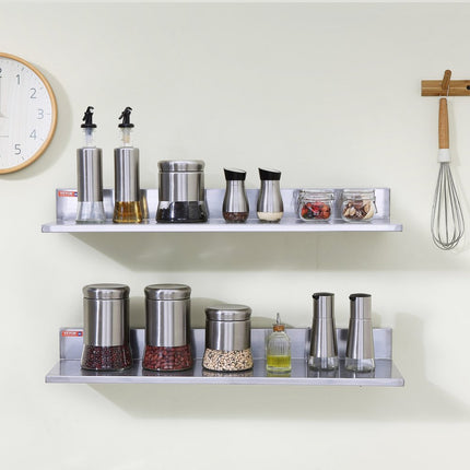 VEVOR kruidenrek, wandplank, 2 delen, hangend keukenrek, 762 x 218 x 85 mm, zwevende plank, roestvrij staal, draagvermogen 20 kg, plank, wandplank, kruidenrek, geschikt voor keukens, restaurants, hotels enz.