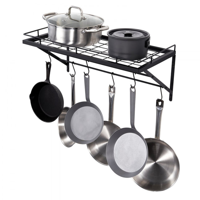 VEVOR Hangend pottenrek 24" Pot- en pannenhangrek, Pot- en pannenhanger met 12 S-haken, 55 lb laadgewicht, pannenlap Muur Ideaal voor pannen, bestek, kookgerei in de keuken