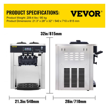 VEVOR ijsmachine wit ijsmachine 2200 W, 2 x 6 L tafelmachine ijsmachine 220 V ijsmachine met eierkegel eierrekje roestvrijstalen machine