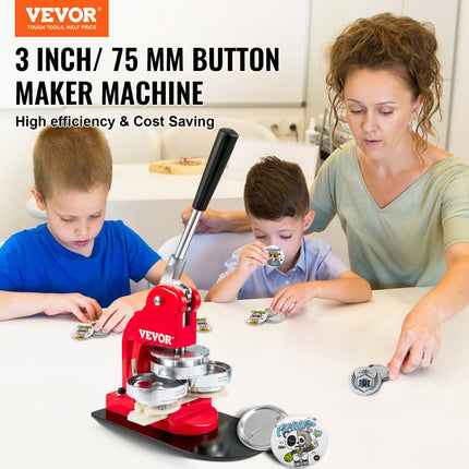 VEVOR Knopenmachine Badge Machine Button Maker Machine 75mm Badge Punch Pers Buttonmaker