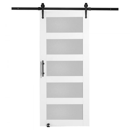 VEVOR Staldeurbeslagset 914x2133mm Houten Glazen Schuifdeur Wit